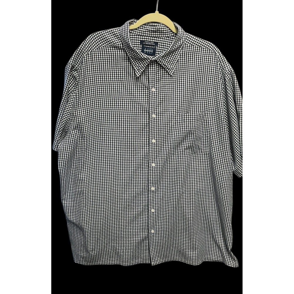 Harbor Bay Cool Dry UV Gingham Check Short Sleeve Button Down Shirt Men 2XL